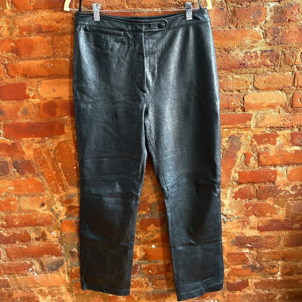 High-rise leather pants